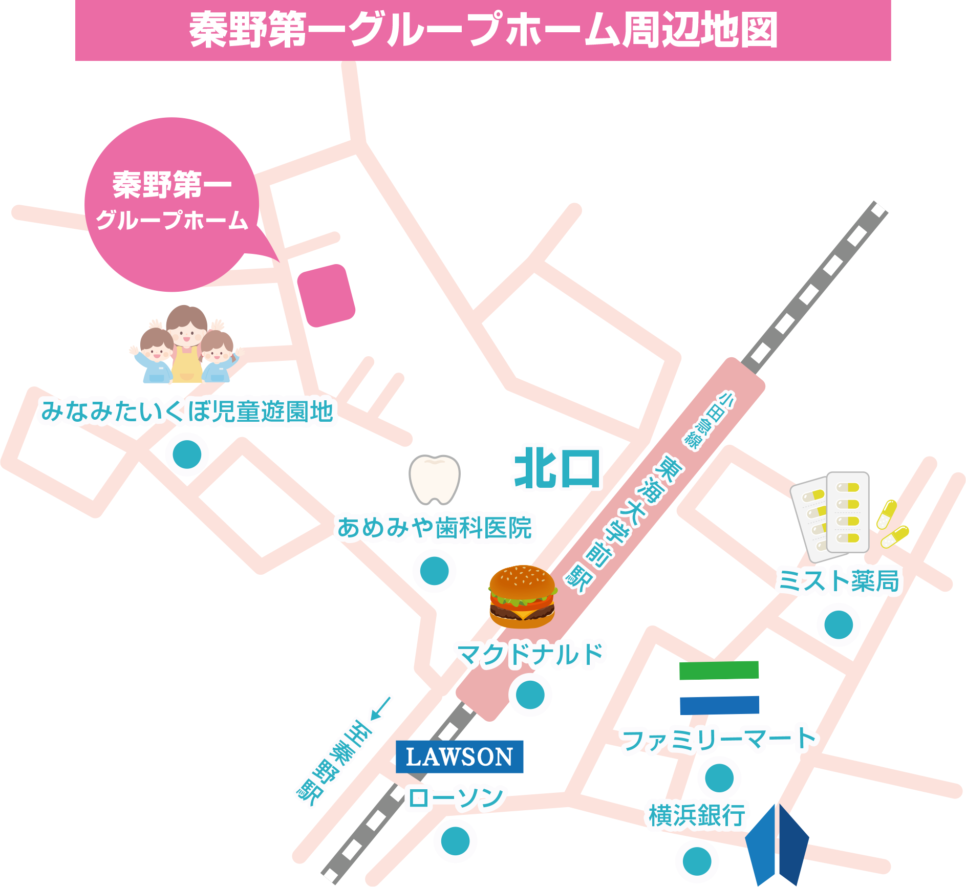 秦野第一グループホームへの案内図