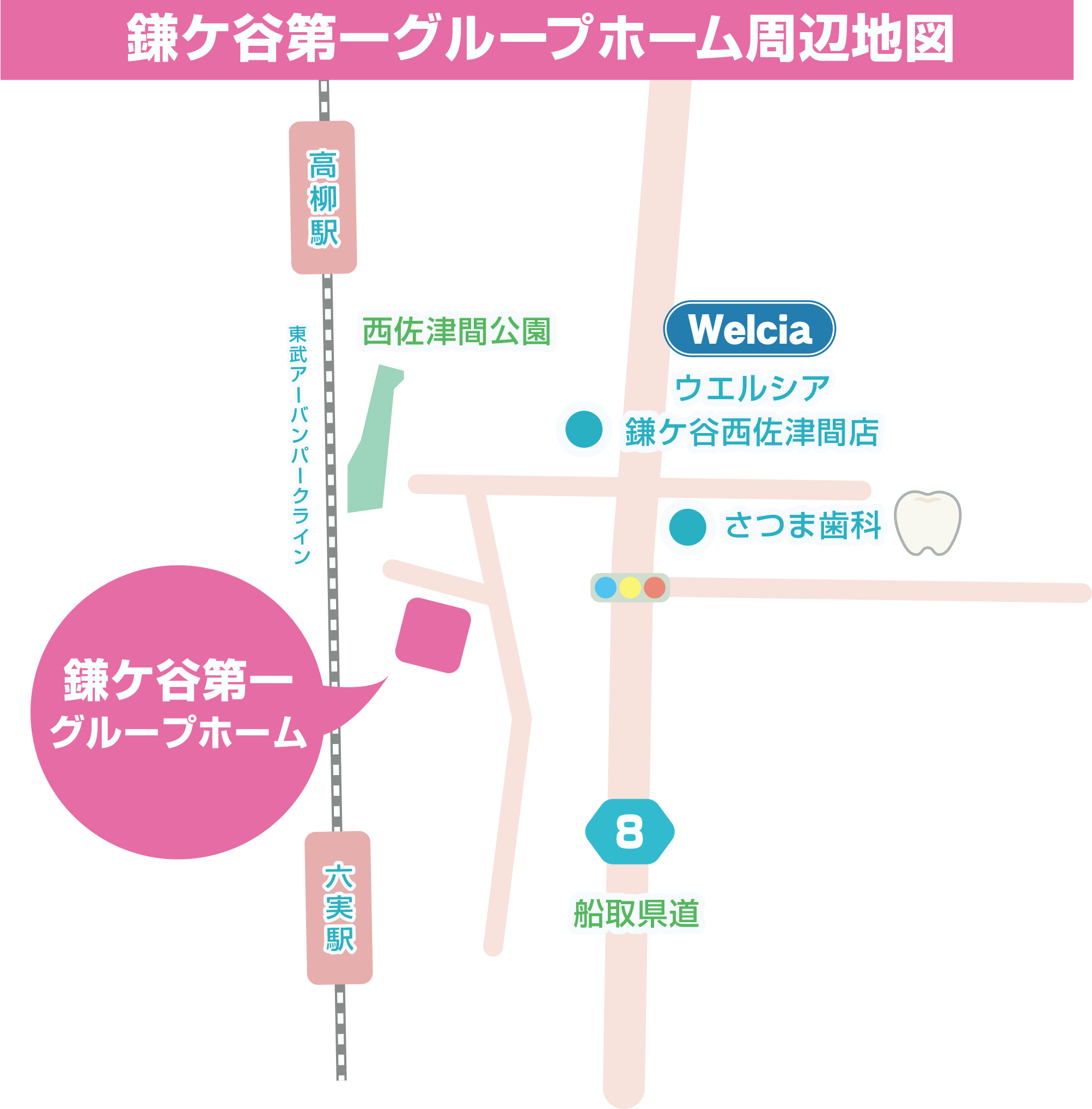 鎌ケ谷第一グループホームへの案内図