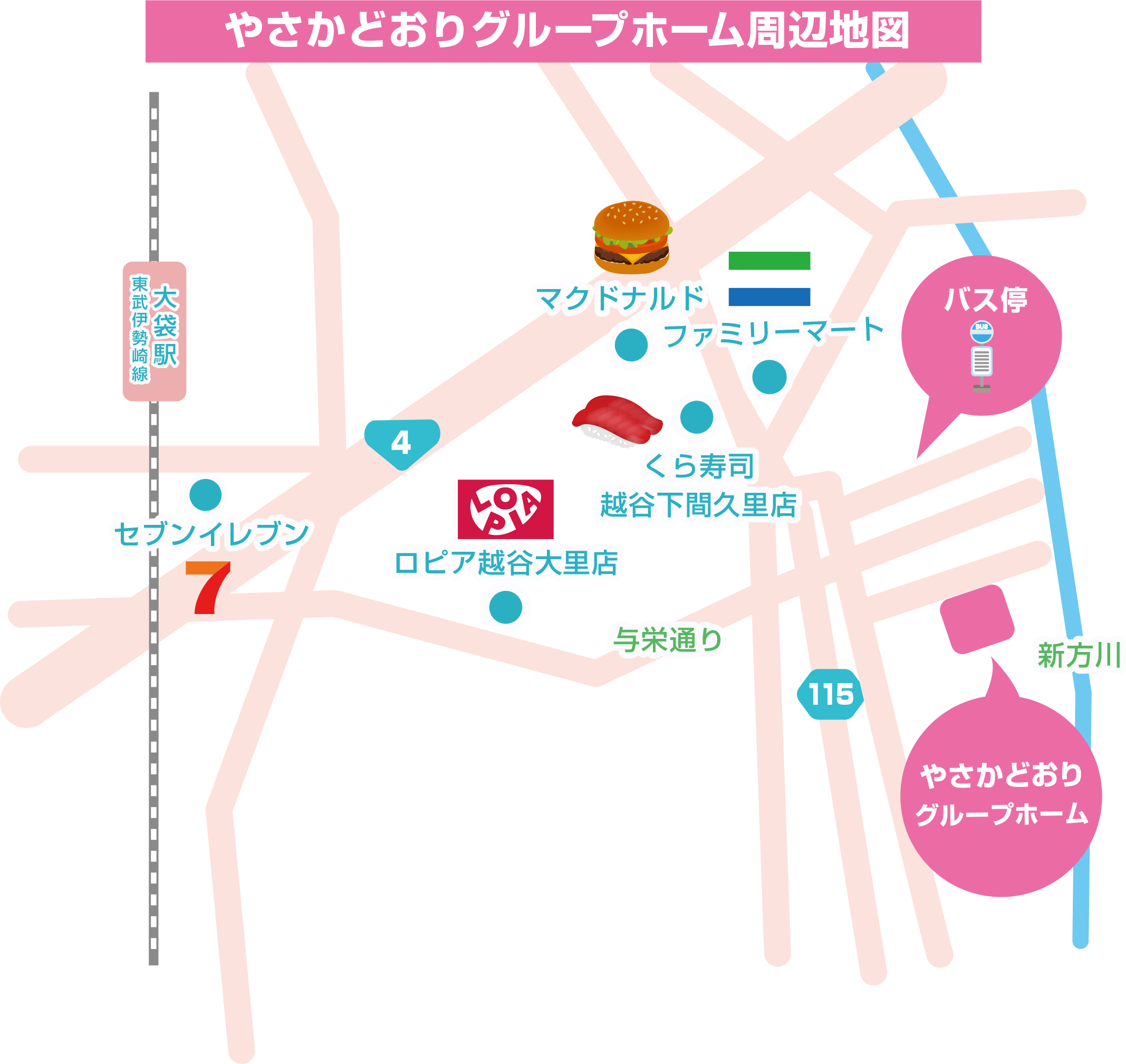 やさかどおりグループホームへの案内図