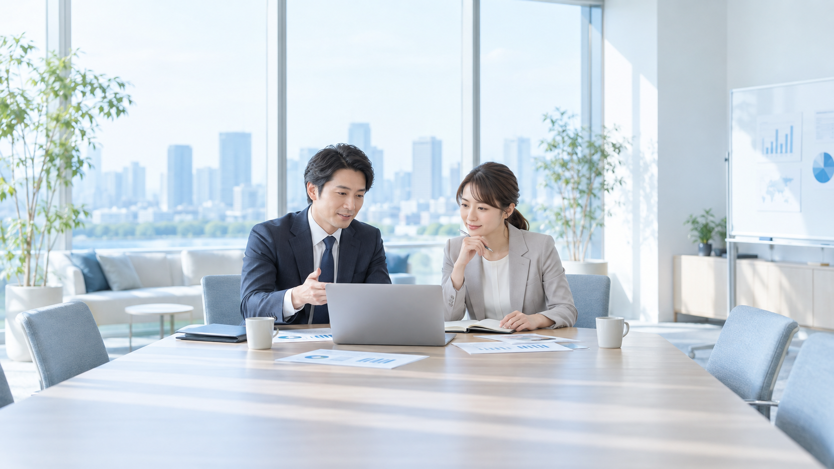 経営計画について打ち合わせをする様子
